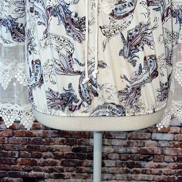 WHBM Long Sleeve Boho Lace-Up Blouse - Picture 7 of 11